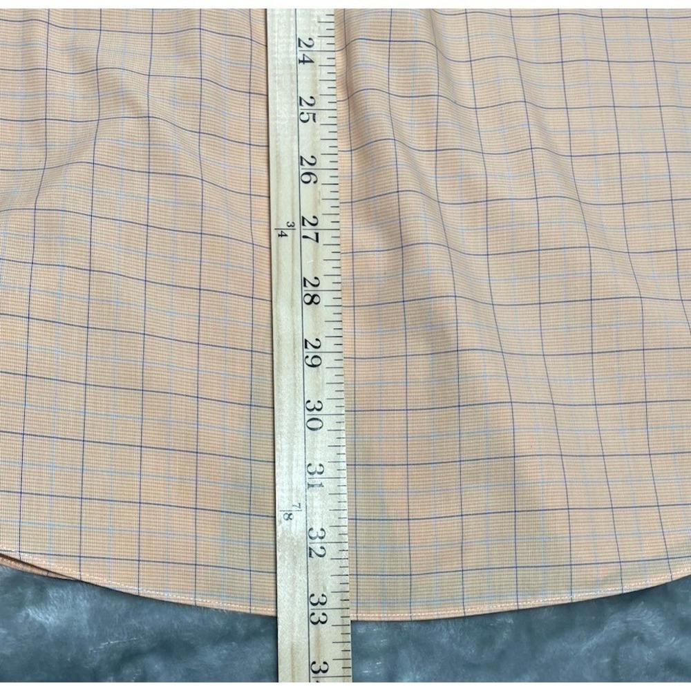 LOT OF 2 Brooks Brothers Dress Shirts 17 4/5 (XL) 1 Blue 1 Orange Plaid Non Iron - Picture 10 of 15